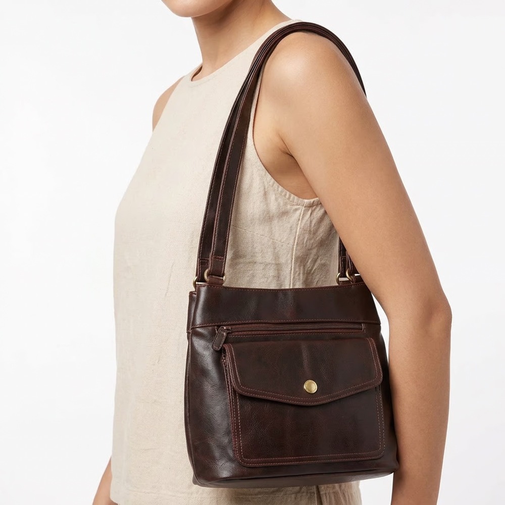 Strada Shoulder Bag Womens OS Brown Faux Leather Multi Pocket Wallet Excellent